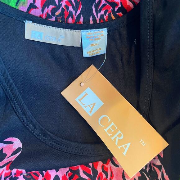 La Cera Floral Print A-Line Tank Tee Shirt Beach Dress Coverup Size Small NWT - Picture 4 of 5